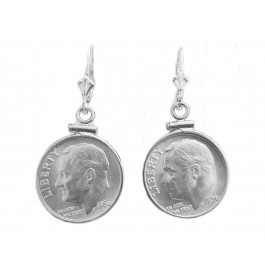 Uncirculated Roosevelt Dime Sterling Silver Earrings (Random Year)
