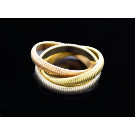 Vintage Cartier Trinity 18k Yellow White Rose Gold 2.75mm Ribbed Ring Size 3