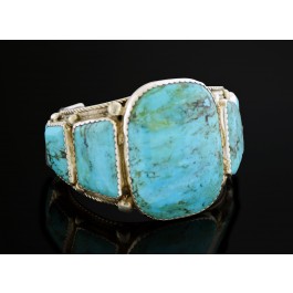Vintage Roy Buck Navajo Sterling Silver Sleeping Beauty Turquoise Cuff Bracelet