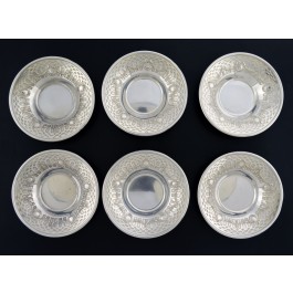 Set Of 6 Gorham Durgin Garland Pattern 8A 925 Sterling Silver Nut Dishes 3.25"