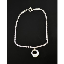 Tiffany & Co Elsa Peretti Sterling Silver Eternal Circle Charm Chain Bracelet 7"