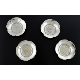 Set Of 4 Art Nouveau K. UYEDA Japanese .999 Silver Floral Condiment Nut Dishes