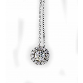 Forevermark De Beers 18k White Gold .80 tcw Halo Diamond Pendant Necklace 16.5"