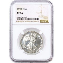 1942 50C Proof Walking Liberty Silver Half Dollar NGC PF66 Gem Coin