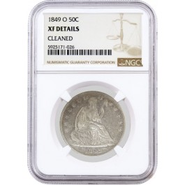 1849 O 50C Seated Liberty Half Dollar Silver NGC XF Details Cleaned Coin