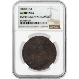 1878 S $1 Trade Dollar Silver NGC AU Details Environmental Damage Coin