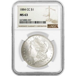 1884 CC Carson City $1 Morgan Silver Dollar NGC MS63 Brilliant Uncirculated Coin