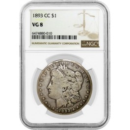 1893 CC Carson City $1 Morgan Silver Dollar NGC VG8 Circulated Key Date Coin