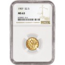 1907 $2.50 Liberty Head Quarter Eagle Gold NGC MS63 Brilliant Uncirculated Coin