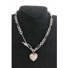 David Yurman 18k Sterling Silver Figaro Sculpted Cable Heart Toggle Necklace 16"