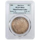 1896 $1 Morgan Silver Dollar PCGS MS61 Titled Partial Collar Mint Error Coin