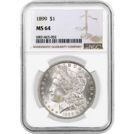 1899 $1 Morgan Silver Dollar NGC MS64 Brilliant Uncirculated Key Date Coin
