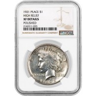 1921 High Relief $1 Silver Peace Dollar NGC XF Details Polished Coin